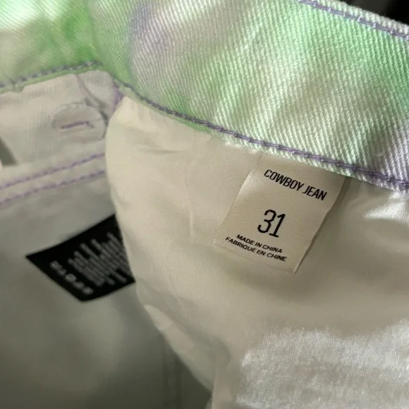 BDG by Urban Outfitters Cowboy Jeans Watercolor Floral Tie-Dye High Rise 31 - Picture 13 of 16